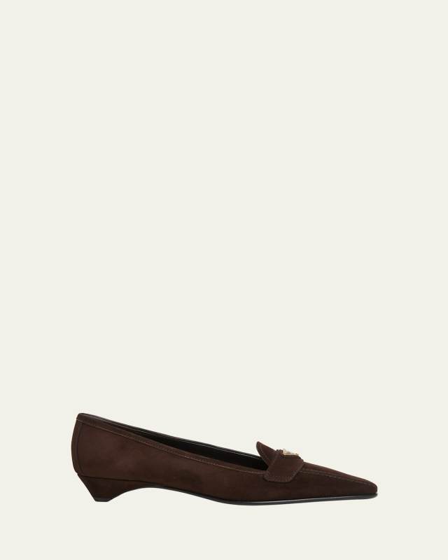 Suede Pointed-Toe Loafers
